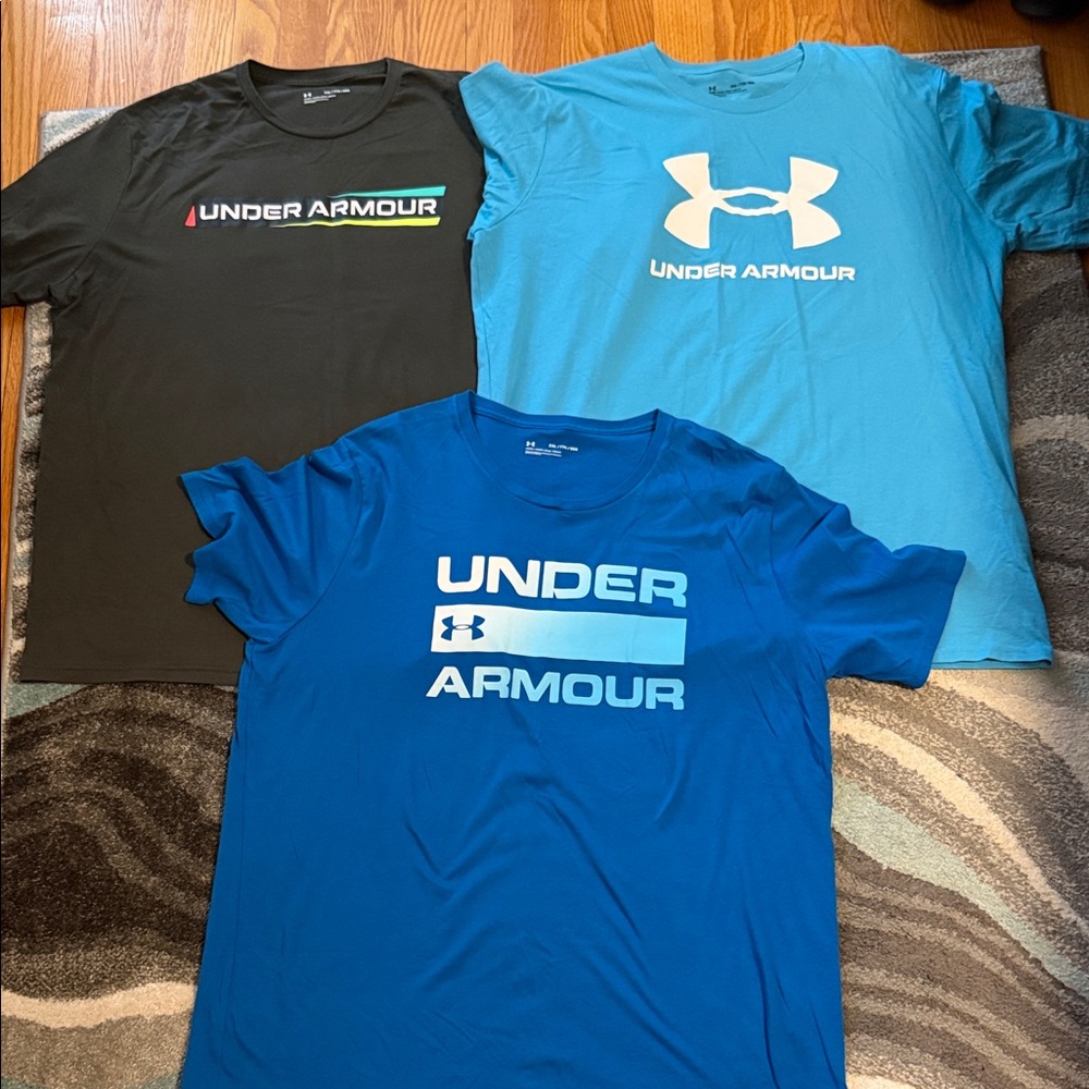 Under Armour Men's T-Shirt Trio - Black, Light Blue, and Blue